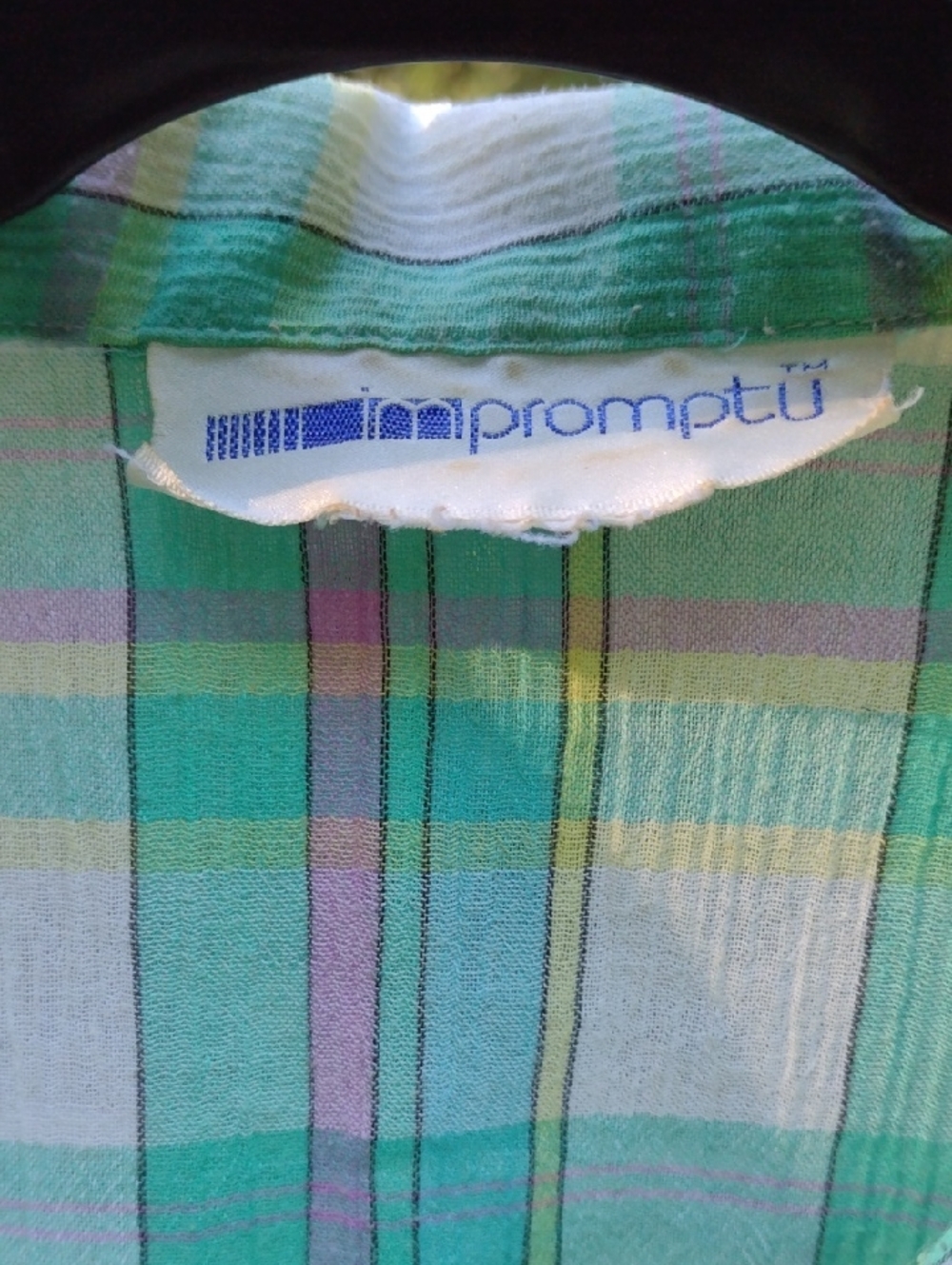Vintage Mint Green Plaid Short-Sleeve Button-Up Shirt - Picture 6 of 6